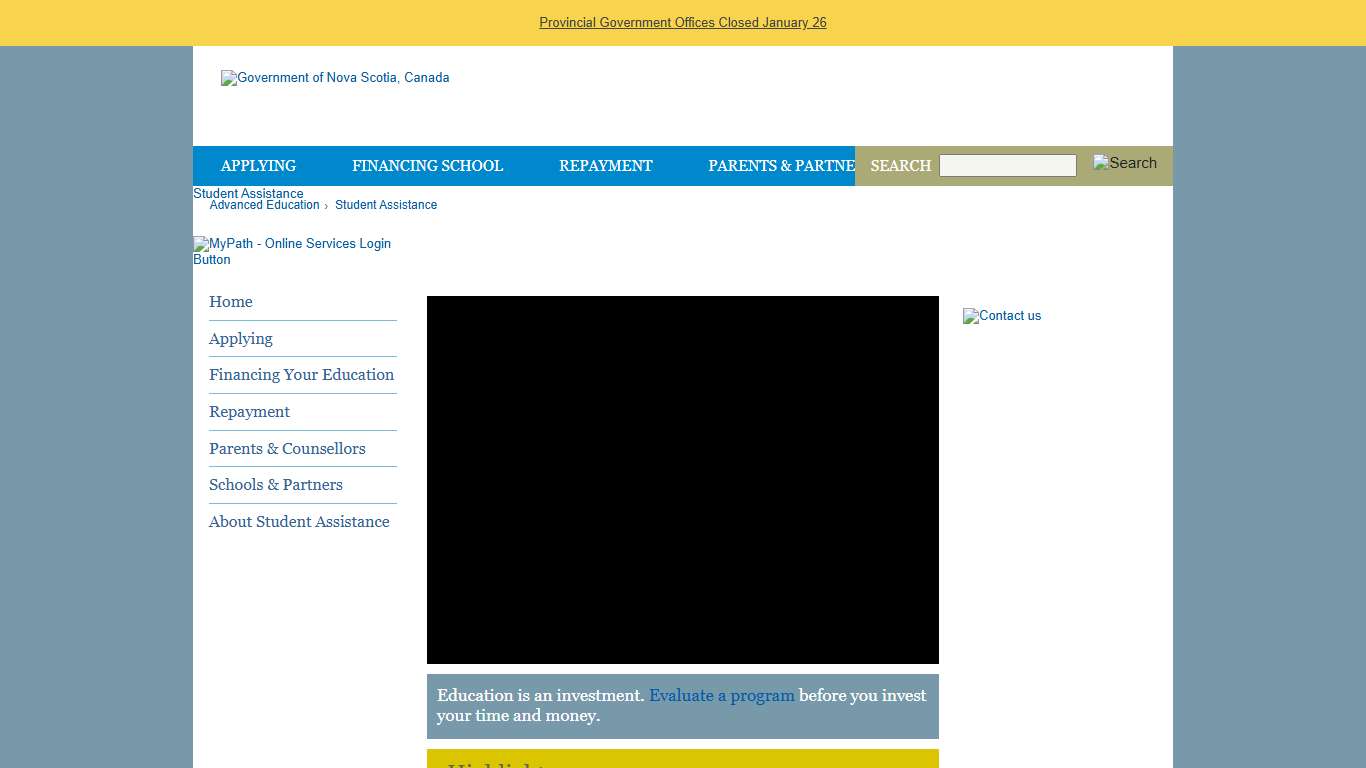 Student Assistance - novascotia.ca